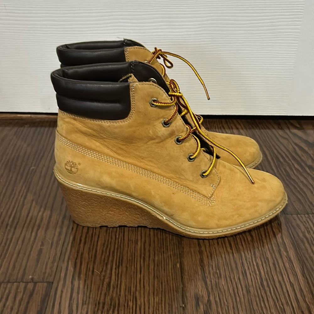Timberland tan suede wedge ankle boho boots sz 9